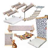 Baris Dizayn 10 Parca Dogal Ahsap Pelus Kedi Oyun Merdiveni Seti Kopru Platform Oyun Tirmalama(Megaset4)