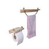Barış Dizayn Doğal Ahşap Banyo Havluluk Tuvalet Kağıtlığı Havlupan Jüt İpli 2li Set