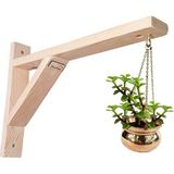 Barış Dizayn Doğal Ahşap Duvar Saksı Kafes Askısı Raf Ayağı Dayanıklı 35x25 cm Minimalist Tasarım 12 kg Kapasite