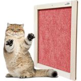 Barış Dizayn Doğal Ahşap Duvara Monte Çerçeveli Halı Kedi Tırmalama Paneli 50 x 35 cm 2 Renk - Kırmızı