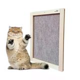 Barış Dizayn Doğal Ahşap Duvara Monte Çerçeveli Halı Kedi Tırmalama Paneli (50X35cm) Kahve