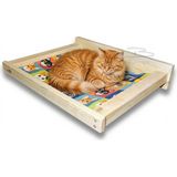 Barış Dizayn Doğal Ahşap Duvara Monte Kedi Hamağı Kedi Yatağı Kedi Hamak 10KG (45CM x 35CM) - Ahşap Rengi