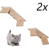 Barış Dizayn Doğal Ahşap Kedi Basamağı Kedi Merdiveni Duvar Yürüyüş Yolu Kedi Oyunu 30CM Parkur (2 Adet) - Ahşap Rengi