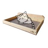 Barış Dizayn Duvara Monte Doğal Ahşap Kedi Yatağı Eko Tırmalama halı kaplamalı (8KG Kapasiteli)