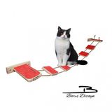 Baris Dizayn Tirmalama Halisi Kapli İpli Kedi Merdiveni Kedi Koprusu Duvar Yolu Parkur (120Cm) Kirmizi