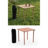 BarışAhşap 60x60 cm Ahşap Katlanır Rulo Kamp Masası Bahçe Balkon Piknik Çantalı