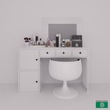Barisbo Design Makyaj Masası Aynalı Çekmeceli Ve Kapaklı Beyaz Geniş Depolama Alanlı