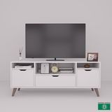 Barisbo Design Tv Sehpası Geniş Çekmeceli Raflı Beyaz