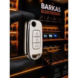 Barkas Elektronik Clio 5 Megane 4 Captur Taliant Express Kadjar Symbol Nano Anahtar Kılıfı Beyaz Gümüş - Beyaz - Gümüş