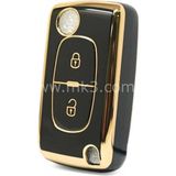 Barkas Elektronik Peugeot 207 308 406 407 3008 5008 607 Partner Sustalı Nano Anahtar Kılıfı 2 Buton Siyah