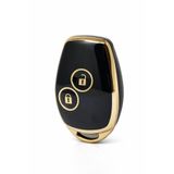 BARKAS ELEKTRONİK Renault Clio 3 Kangoo Symbol uyumlu Çapraz Tuş 2 Buton Nano Anahtar Kılıfı Siyah Gold