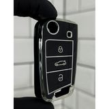 Barkas Elektronik Seat Leon Ateca Tarraco Arona Ibiza Toledo Sustalı Anahtar Kılıfı Siyah Gümüş - Siyah - Gümüş