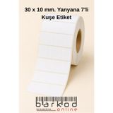 Barkodonline 30x10 mm Mini Raf ve Çekmece Etiketi Kuşe Yanyana 7’li 2500 Adet