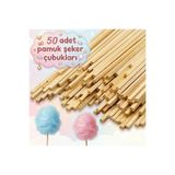BarkoFix 50 Adet Ahşap Pamuk Şeker Çubuğu Pamuk Şeker Servis Çubuğu 30cm Uzunluk Pamuk Şeker Çubuk cotton can