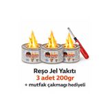 BarkoFix Çakmak Hediyeli Reşo Jel Yakıt Teneke Kutu 200 Gr Net 3 Adet Osmalı Ocak Yakıtı Kanp Piknik Yakıtı