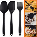 BarkoFix Isıya Dayanıklı Yanmaz Yapışmaz Silikon Spatula Seti 3 Parça Siyah Yumurta Fırçası Hamur Fırçası