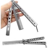 BarkoFix Metal Kelebek Şeklinde Çelik Tarak Saç Şekillendirici Tarak Taşınabilir - Gümüş Renk Kelebek Tarak