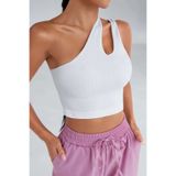 Barlass Kadın Beyaz Tek Omuz Cut Out Detaylı Crop Top Bluz