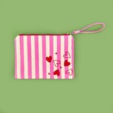 Barnaby 30700 16x25 cm Pembe Bej Çizgili Kalp Detaylı Kozmetik Çantası
