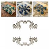 Barok Desenli Vintage Stil Lüks Tepsi ve Sunum Kulpu 9 CM (2 Adet) Gümüş