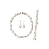 Barok İnci Kolye Bileklik Küpe Üçlü Set (Rose)