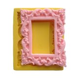 Barok Oyma Desenli Dikdörtgen Çerçeve Şeklinde Silikon Pasta ve Seker Hamuru Kalibi 10,5x8x2 cm