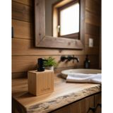 Barotti Modern Doğal Bambu Kare Sıvı Sabunluk, Lüks Tasarım Banyo ve Mutfak Sabun Dağıtıcı, Dayanıklı Kübik Tasarım, Siyah Pompalı
