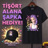BarsDepo Huntrix Baskılı Tişört + Şapka Hediyeli Set | Premium Kalit - Siyah - XS