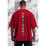 BarsDepo One Piece Baskılı Tişört, Oversize Unisex Beyaz Tişört Çocuk / Yetişkin - Kırmızı - XL