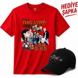 BarsDepo Straykids Thıs That Tişört, Premıum Kalite Unisex Çocuk / Yetişkin (Şapka Hediyeli) - 10 - 11 Yaş - Kırmızı