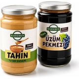 Barseren Organik Üzüm Pekmezi 800 gr ve Doğal Taş Değirmen Tahini 600 gr Cam Kavanoz - 1,4 kg