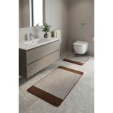 barsin home Kahverengi Starloop Çizgi Desenli 2'li Takım Banyo Paspası Su Emici,Makinede Yıkanabilir,Kaymaz Taban,Tırmalamaya Dayanıklı