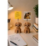 Barstech Örgü Desenli Sevimli Köpek Not-Fotoğraf Tutucu Ofis & Çocuk Odası Aksesuarı Masa Süsü ( 1 Adet )