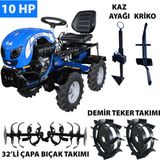 Bartech 4X4 Dizel Marşlı Mini Traktör Çapa Makinası 10 Hp