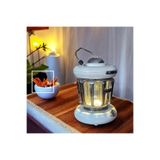 Barthez Retro Kamp Feneri Tasarımlı Şarjlı Gece Lambası Taşınabilir Masa Lambası-Beyaz Beyaz 12 x 17