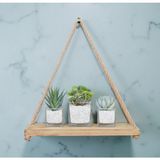Bartwood 4 Parça Dekoratif Ahşap Halatlı Duvar Rafı Kitaplık & Çiçeklik 30 cm Genişlik