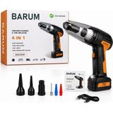 Barum 4'ü 1 Arada Şarjlı Araç Süpürgesi ve Lastik Şişirme Kompresörü 12V 90W LED Işıklı Kablosuz El Süpürgesi - Siyah