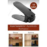 Barux Plus 10'lu Set Siyah Ayarlanabilir Ayakkabı Rampası, Dolap İçi Düzenleyici Organizer, %50 Yer Tasarruflu Kompakt Plastik Tasarım.