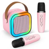 BARYINBIRD Mini Karaoke Makinesi, 2 Kablosuz Mikrofonlu Taşınabilir Karaoke Makinesi, 4-12 Yaş Kız Çocuk Doğum Günü Hediyesi, Ev Partisi (Pembe)
