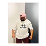 Bas Body FitnessWear Bas Body Logolu Büyük Oversize Düz Beyaz Tişört V Yaşa Spor Tişört