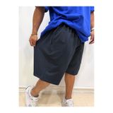 Bas Body FitnessWear Lacivert Büyük Beden %100 Pamuk Kapri Şort Çift Derin Cepli