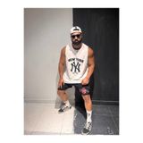 Bas Body FitnessWear Newyork Baskılı Sıfır Kol Atlet Büyük Beden Yazın Favorisi %100 Pamuk