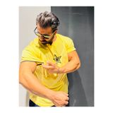 Bas Body FitnessWear Sarı Yıldız Baskılı Kollar Dar Oversize Kesim Tişört