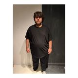 Bas Body FitnessWear Siyah Bisiklet Yaka Büyük Battal Beden %100 Pamuk Oversize Kısa Kol Tişört