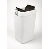 Bas Çek Mutfak Çöp Kovası 40 L - Poşet Sıkıştırmalı Büyük Boy Pratik Çöp Kutusu Beyaz