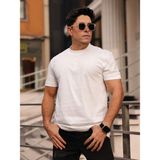 Bas Erkek Yarım Oversize %100 Pamuk Bisiklet Yaka Basic T-Shirt - 2XL - Ekru
