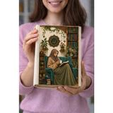 Baş Örtülü Kitap Kitap Okuyan Kız Temalı Bez Kitap Kılıfı – Baskılı Kumaş Kitap Kabı, Kitap Koruyucu