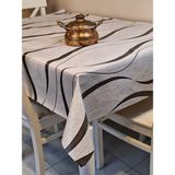 Başak Ev Tekstili Desenli Elyaflı Pvc Muşamba Masa Örtüsü Gri Polyester Silinebilir 140 x 240 cm