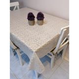 Başak Ev Tekstili Elyaflı Pvc Muşamba - Desenli Silinebilir Masa Örtüsü - 140 x 140 cm - Beyaz