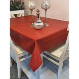 Başak Ev Tekstili Elyaflı Pvc Muşamba - Desenli Silinebilir Masa Örtüsü - 140 x 140 cm - Kırmızı